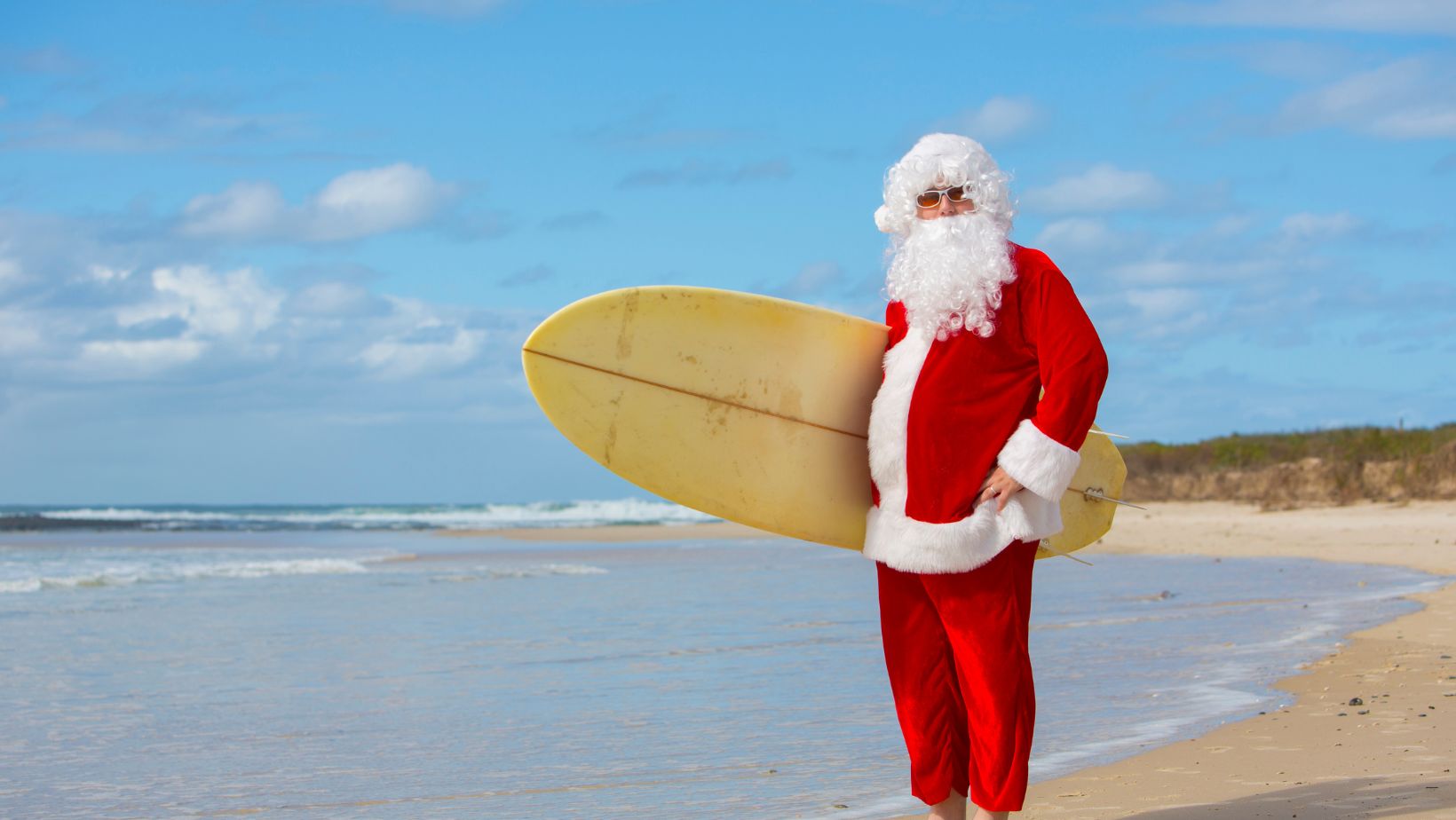 beach broadcast santa surfing